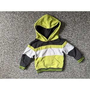 Milon Boys Grey Lime Green Colorblock Hooded Pullover Sweatshirt Size 2T 88cm